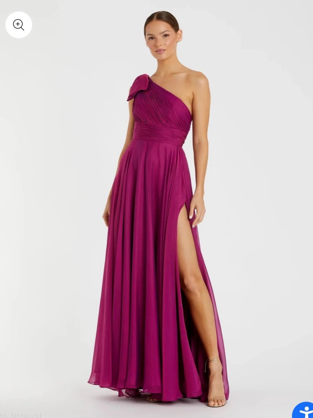 IEENA FOR MAC DUGGAL 67476
Purple Sleeveless One Shoulder Pleated Gown Raspberry